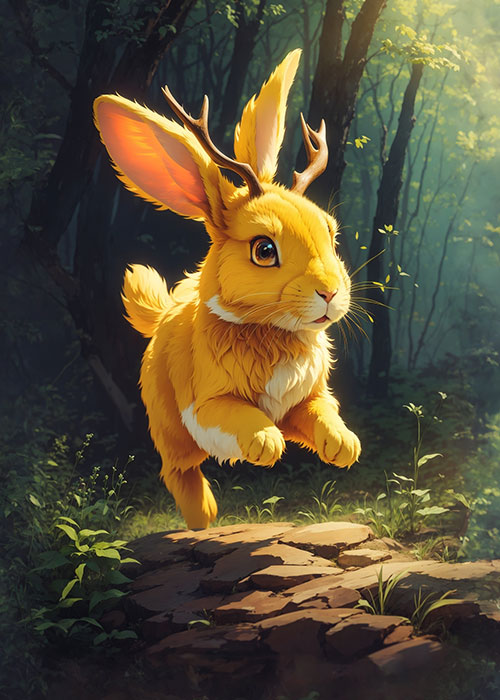 Rabbit Yellow Card Art