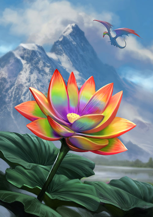 Rainbow Lotus Card Art